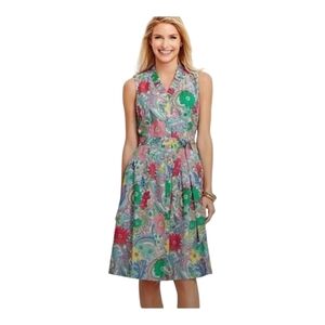 Talbots Cotton Paisley Sleeveless Dress Size 16